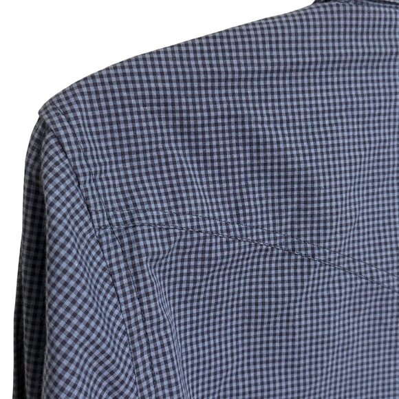 Rockies Womens Blue Checkered Long Sleeve Pearl Snap Shirt - Size Medium - Picture 9 of 9